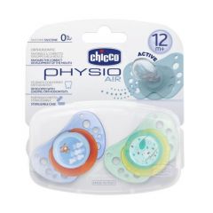Chicco - Physio Air Soother with Case Silicone 12M+ Boy 2PCS