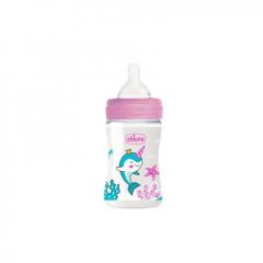 Chicco Well-Being Polypropylene Bottle 150 ml - slow flow - pink