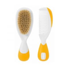 Chicco Comb and Brush with Natural Bristles - Orange
