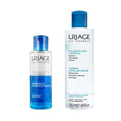 Uriage Thermal Micellar Water Normal, Dry Skin, 250ml + Uriage Waterproof Eye Make-Up Remover 100ml