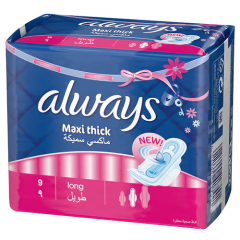 Always Maxi Thick Long, 9 Pads 