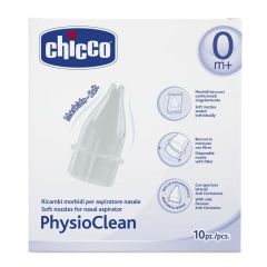 Chicco PhysioClean Soft Nozzles For Nasal Aspirator 0M+ 10pk