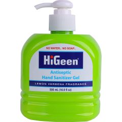 HiGeen Advanced Anti-Bacterial Hand Sanitizer Gel, 500 ML Pump Bottles in Lemon Verbena Fragrances