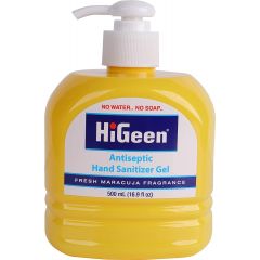 HiGeen Advanced Anti-Bacterial Hand Sanitizer Gel, 500 ML Pump Bottles in Fresh Maracuja Fragrances