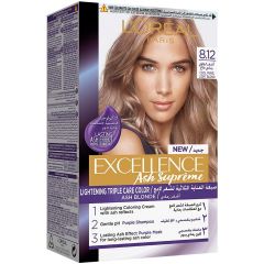 LOréal Paris Excellence Ash Supreme AntiBrass Permanent Hair Colour, 8.12 Cool Pearl Light Blonde, 250 ml