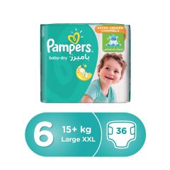 Pampers baby-dry, Size 6, XXLarge, 15+ kg, 36 Diapers