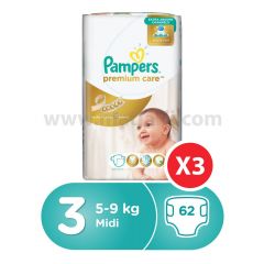 Pampers premium care, Size 3, Medium, 5 - 9 kg, 186 Diapers