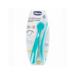 Chicco Soft Silicone Spoon Bi-Pack (6M+) -blue 