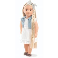 OG Hair Grow Doll With Striped Ribbon Blond Phoebe